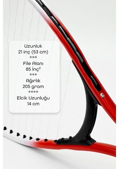 3lü Set Deluxe 21 İnç Çocuk Genç Tenis Raketi Seti Çantalı Çocuk Tennis L2 Grip 53 Cm Kırmızı 670