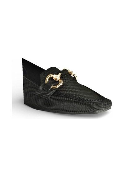 Fox Shoes Y820400104 Siyah Triko Kumaş Toka Detaylı Kadın Babet Siyah