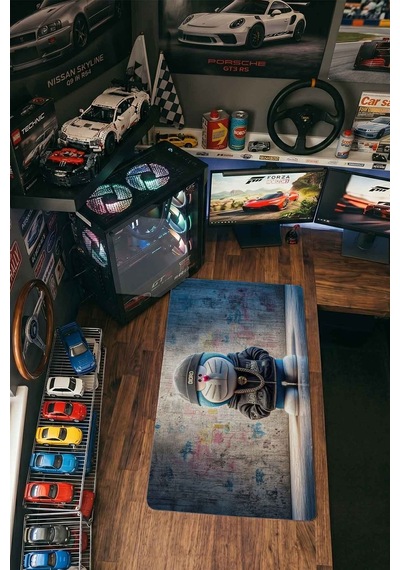 Doraemon Hip Hop Sokak Stili 40x90 Cm Oyuncu Mousepad Kaymaz Taban Büyük Boy Siyah