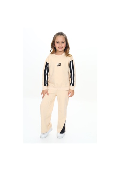 Toontoy Kids Toontoy Kız Çocuk Lets Start Nakışlı Eşofman Takım Bej