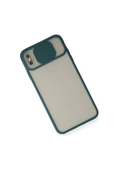 Apple iPhone Uyumlu Xs Max Kılıf Palm Buzlu Kamera Sürgülü Silikon - Yeşil Evimdeyokyok