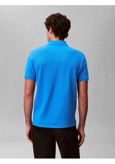 Calvin Klein Ss Monogram Pıque Po, Cfm, S Mavi Erkek Polo T-shirt