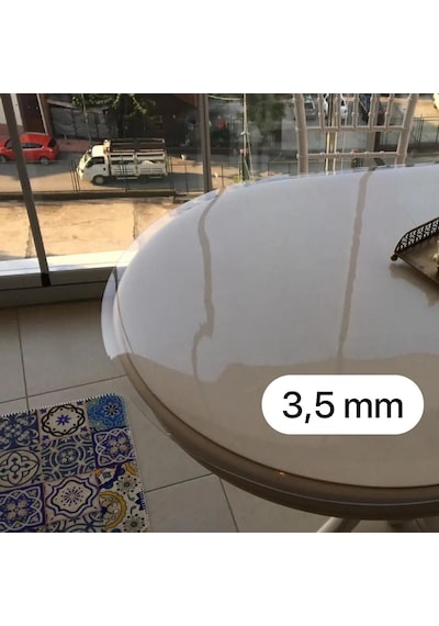 Şeffaf Pvc 3,5 Mm Kalın Oval Masa Örtüsü Kaymaz Koruyucu, Düz Kenarlı Yarım Daireli Muşamba Şeffaf