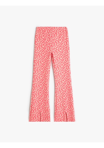 Koton İspanyol Paça Çiçekli Pantolon Yırtmaç Detaylı Pembe Desenli 4skg40266ak Pembe Desenli