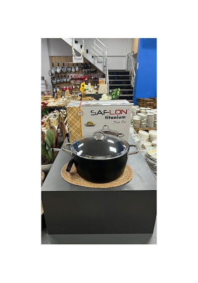 Safinox 34 Cm Derin Titanyum Tencere Siyah - 680929950 Siyah