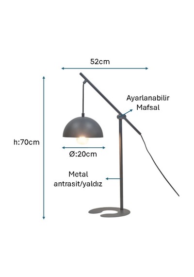 Antrasit/gri Boyalı Masa Lambası Plc-1215-m-gr