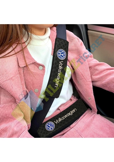 Volkswagen Logo Nakış İşleme Karbon Emniyet Kemer Pedi 2 Adet