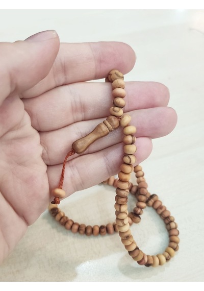 Zeytin Ağacı Tekerlek Kesim 8x6mm Namaz Tesbihi Açık Kahverengi
