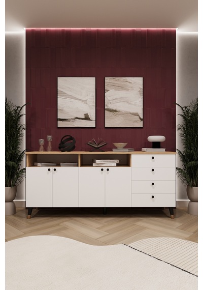 Lüks Konsol Tv Ünitesi %100 Mdf Salon Ve Yemek Odası Ünitesi Knsl06 Beyaz - Karına Lüks Konsol Tv Ünitesi %100 Mdf Salon Ve Yemek Odası Ünitesi Knsl06 Beyaz - Karına