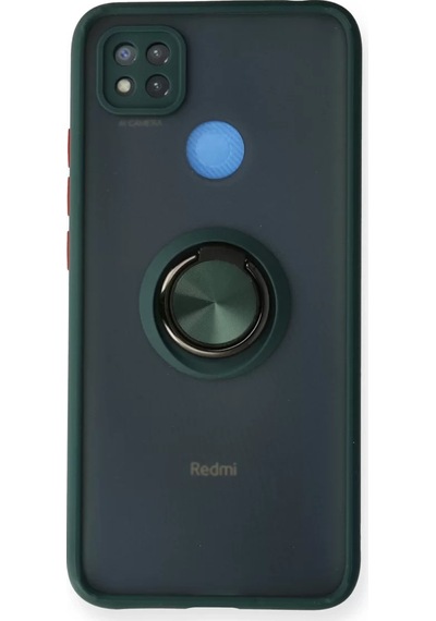 Newface Xiaomi Redmi 9c Kılıf Montreal Yüzüklü Silikon Kapak - Yeşil