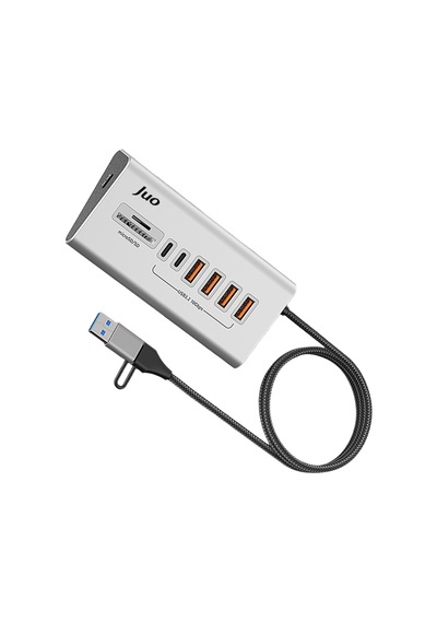 Juo Jh432 Type-c Ve Usb-a 8 Portlu 4 Usb-a 2 Type-c 10gbps Usb Hub Çoklayıcı Sd/microsd Kart Okuyucu Dönüştürücü Hub