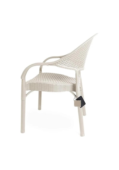 Omnipazar Irk-hk735 Bambu Rattan Desenli Plastik Bahçe Sandalye Koltuk 4'lü Set Bej