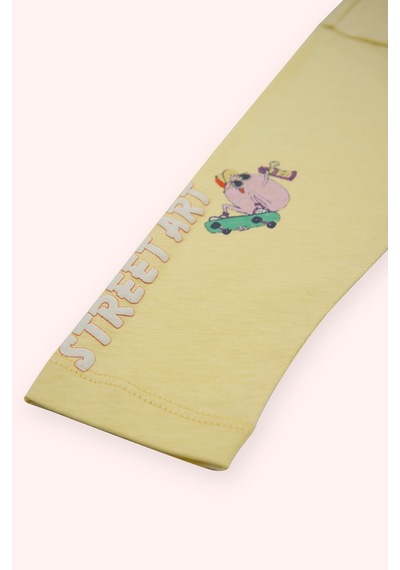Panço Erkek Çocuk Baskı Detaylı Uzun Kollu T-shirt Sarı