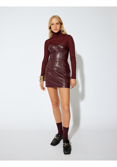 Koton Suni Deri Straplez Elbise Mini Boy Kalp Yaka Slim Fit Bordo 5wak80074uw Bordo Koton Suni Deri Straplez Elbise Mini Boy Kalp Yaka Slim Fit Bordo 5wak80074uw Bordo