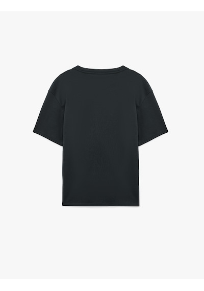 Koton Pamuklu Bisiklet Yaka Kısa Kollu Basic Oversize Tişört Antrasit 7wam10086mk