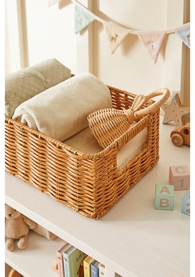 Ocean Home Textile 4'lü Çocuk Odası Yıkanabilir Bej Pp Rattan Sepet Set 30 X 20 X 11 / 33 X 23 X 11 / 36 X 26 X 12 / 39 X 29 X 13 Cm