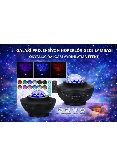 Samsung Uyumlu Galaxy Cover Projektör Bluetooth Hoperlör Sese Duyarlı Disko Parti Gece Lambası Tavan Aydınlatıcı