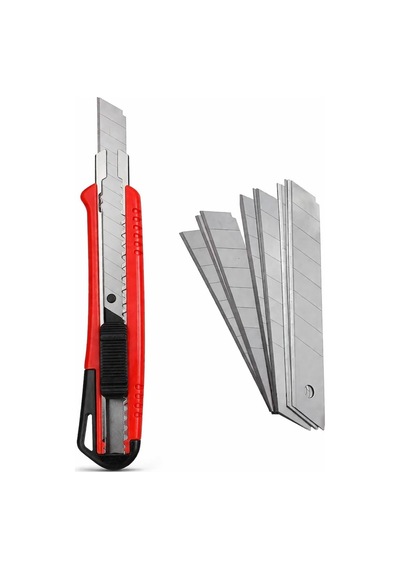 Mini Falçata Seti 9mm Maket Bıçağı + 10 Adet Yedek Bıçak Küçük Boy Kesici Falçata Hassas Kesim Karton Kağıt Plastik Kesme Bıçağı Asorti Renk