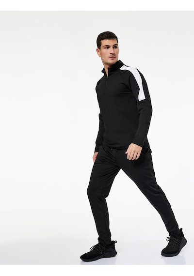 Koton Cepli Baskı Detaylı Beli Bağcıklı Jogger Spor Eşofman Altı Siyah 6wam40104nk Siyah