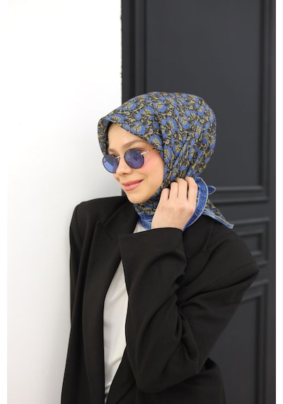 Silk Home Soft Eşarp 73077-06 Siyah, Gök Mavi, Sarı