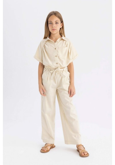 DeFacto Kız Çocuk Cropped Fit Pamuklu Kısa Kollu Gömlek C4272A824SMBG743