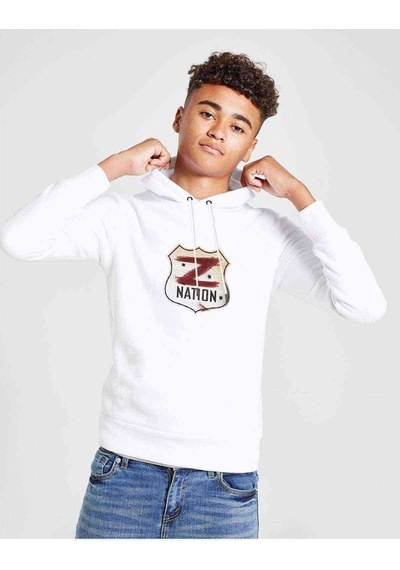 Tshirthane Z Nation Baskılı Unisex Çocuk Kapüşonlu Beyaz Sweatshirt Beyaz