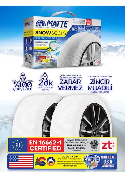 Kar Çorabı Super-x Series 195/80 R14 Lastik Uyumlu-large Universal