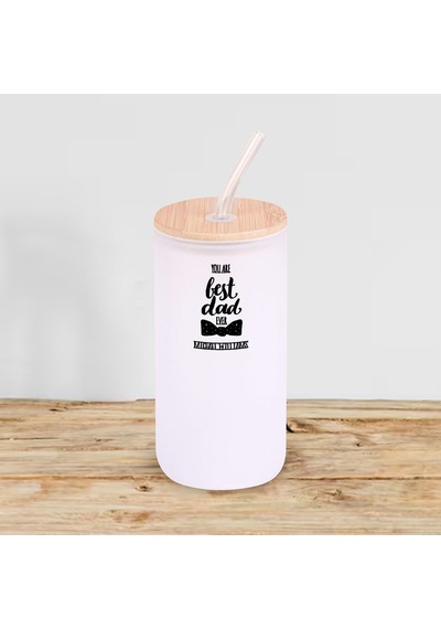 Bk Gift İsimli Dad Tasarımlı Beyaz Renk Pipetli Buzlu Cam Bardak 600ml - 4, Babaya Hediye, Doğum Günü Hediyesi Kobitmeyen137865 Bk Gift