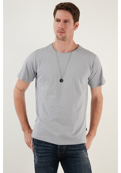 Buratti Bisiklet Yaka % 100 Pamuk Regular Fit Basic Erkek T Shirt 59020001 Açık Gri