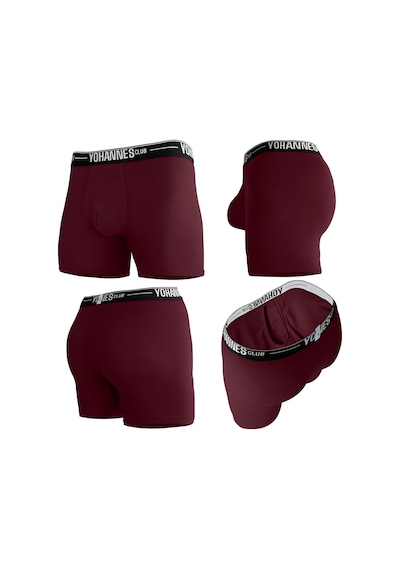 Yohannes Club, Erkek Özel Bölmeli Pamuklu Boxer, Renk Seçenekli, 3'lü Paket, Bordo,yeşil,mavi Bordo - Mavi - Yeşil