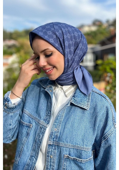 Aker Elegance Monogram Eşarp - 10905001 Mavi