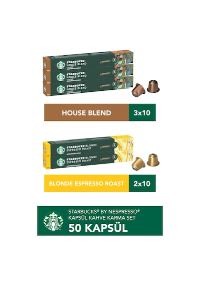Starbucks By Nespresso House Blend 30 Lu, Blonde Espresso 20 Li Kapsül Kahve Kapsül Kahve