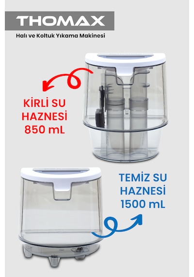 Thomax Dmw001a Koltuk Halı Yıkama Ve Leke Çıkartma Makinesi 1500 Ml Temiz 850 Ml Kirli Su Haznesi 600w Güç