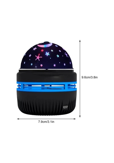 Işık Kasabası 2 Yıldız Yansımalı Rgb Projeksiyon Sihirli Küre Ve Astronot Hem Masa Hem Gece Lambası Siyah 20 X 10