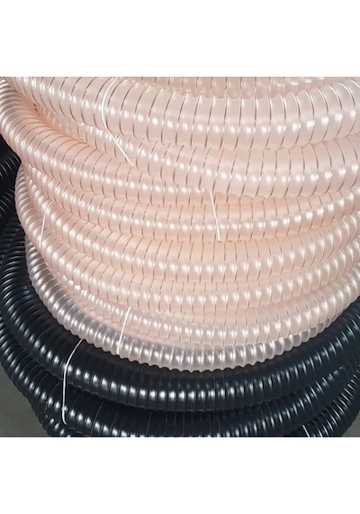 Poliüretan Bakır Telli Şeffaf Hortum İç Çap 60mm Boy 3mt Pu 070 Toz Talaş Emiş