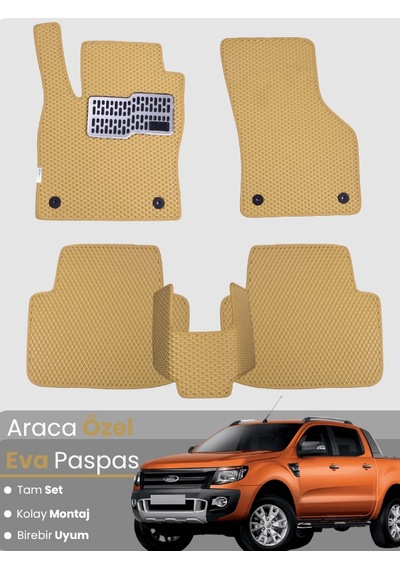 Ford Ranger 2012-2021 Uyumlu Eva Paspas Tam Set Araca Özel,su Geçirmez,kolay Montaj