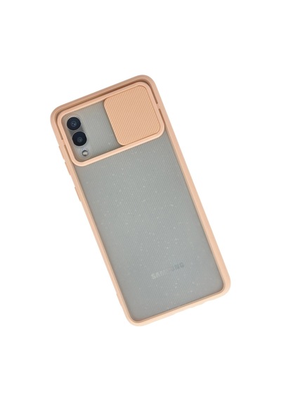 Samsung Galaxy A02 Kılıf Palm Buzlu Kamera Sürgülü Silikon - Pembe