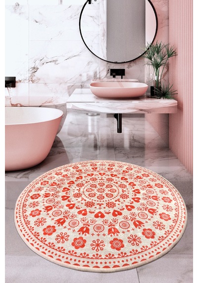 Venıce Kırmızı Djt Çap 140 Cm Banyo Halısı Kırmızı