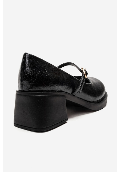 Luvishoes Luanda Siyah Bantlı Kadın Kalın Topuklu Mary Jane Ayakkabı