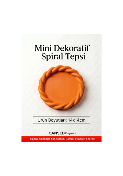14x14cm - Premium - Turuncu - Dekoratif Sarmal Tepsi - El Boyaması İşçilik 14x14cm Ebat
