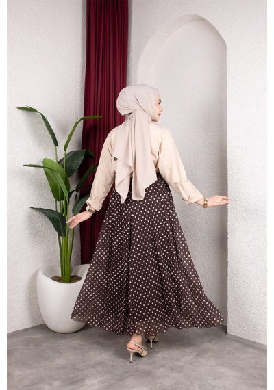 Hira Life Fashion Kadın Astarlı Puantiye Desenli Tül Etek Kahverengi-bej Kahverengi-bej Hira Life Fashion Kadın Astarlı Puantiye Desenli Tül Etek Kahverengi-bej Kahverengi-bej