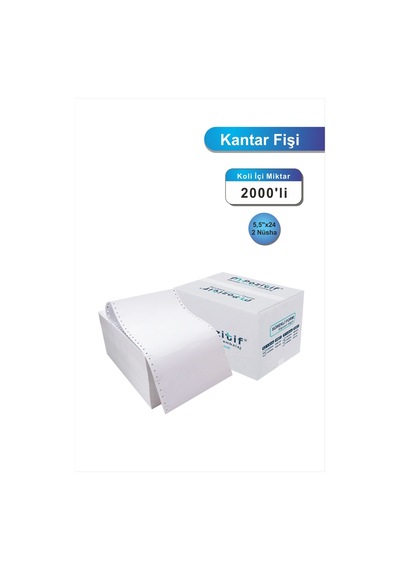 5,5x24 Kantar Fişi 2 Nüsha 2000 Adet , Beyaz Otokopili Sürekli Form 5,5x24 Cm