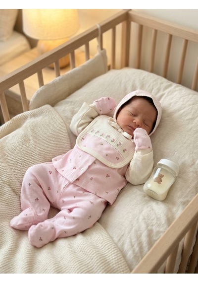 Gaye Bebe %100 Pamuklu Çiçek Nakışlı 5'li Yenidoğan Kız Bebek Hastane Çıkışı Seti 0-3 Ay Pudra