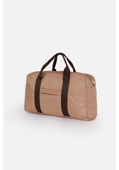 İcone Bag Kadın & Erkek Spor Çantası, Paraşüt Kumaş Önü Cepli Unisex Spor Fitness Gym Çantası Bej