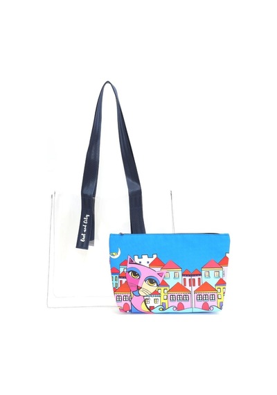 Biggdesign Owl And City Şeffaf Alışveriş Ve Plaj Çantası