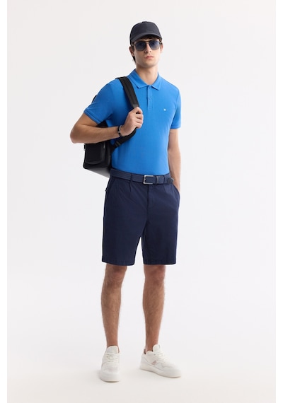Avva Erkek Saks Kıvrılmaz Polo Yaka %100 Pamuk Basic Regular Fit T-shirt B001032 Saks Mavi