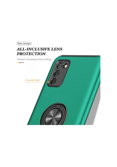 Ilkeshop Newface Samsung Galaxy Uyumlu A02s Kılıf Elit Yüzüklü Kapak - Yeşil