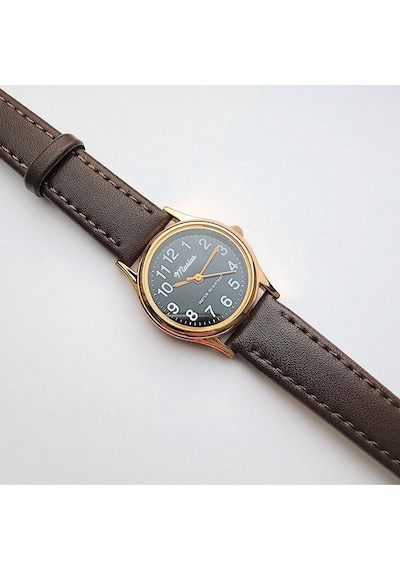 Retro Kayışlı Kadın Kol Saati, Vintage Tasarım, Klasik Tasarım, Rose Gold, Koyu Kahve Kordon Altın