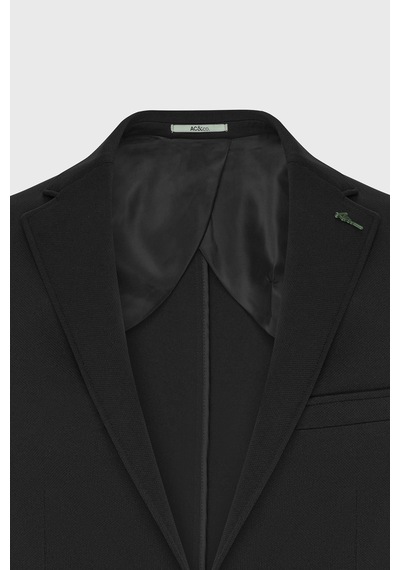Ac&Co / Altınyıldız Classics Erkek Sıyah Slim Fit Dar Kesim Mono Yaka Casual Ceket Sıyah Siyah