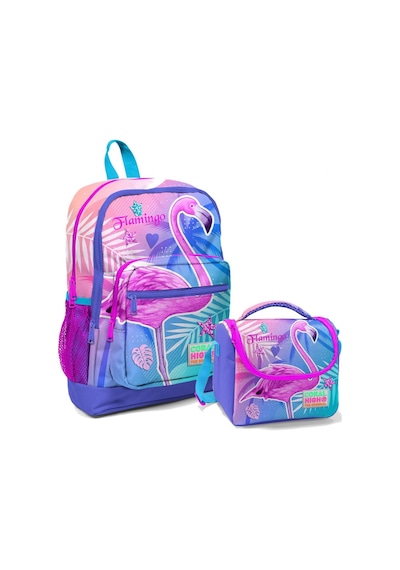 Coral High Pembe Mor Flamingo Kız Çocuk İlköğretim Okul Sırt Çantası Ve Beslenme Çanta Seti